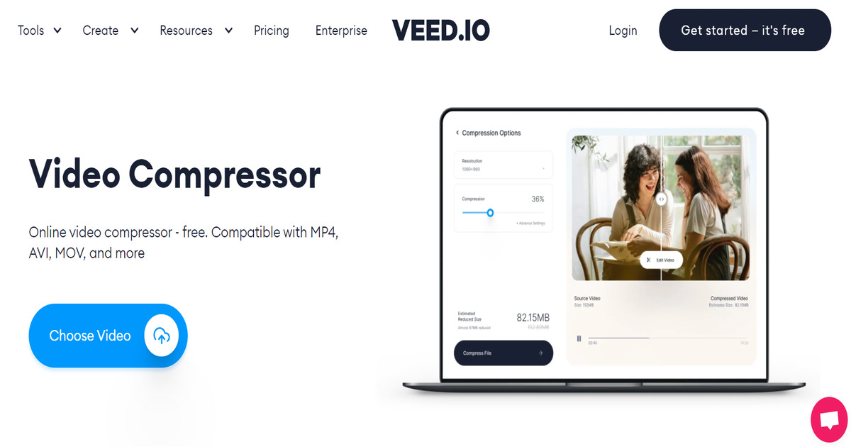 Kompres Video Online: Veed.io