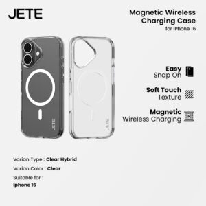 JETE Case For Iphone 16 Series Plus Pro Max - CLEAR HYBRID Slim Magnetic Transparant Casing Anti Shock Crack