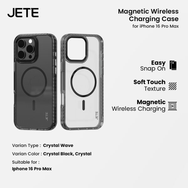 JETE Case For Iphone 16 Series Plus Pro Max - CRYSTAL WAVE Magnetic Transparant Casing Anti Shock Crack