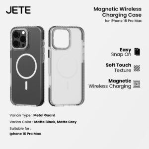 JETE Case For Iphone 16 Series Plus Pro Max - METAL GUARD Magnetic Matte Casing Anti Shock Crack