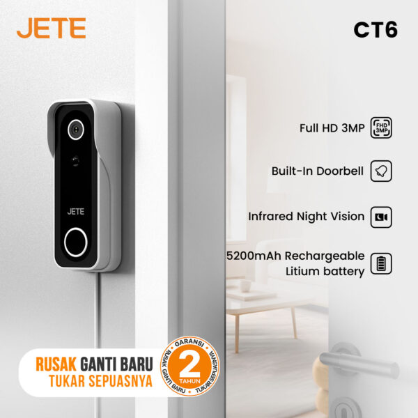 CCTV Outdoor JETE CT6 Built-in Doorbell Full HD 3MP Camera