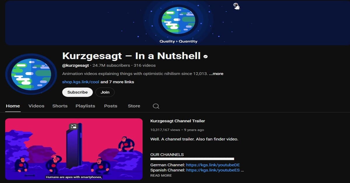 7 Rekomendasi Channel YouTube Edukasi Berbagai Topik: kurzgesagt