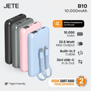 Powerbank JETE B10 10000mAh – Tersertifikasi CCC