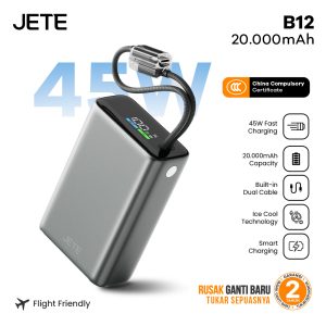 Powerbank JETE B12 20000mAh – Tersertifikasi CCC